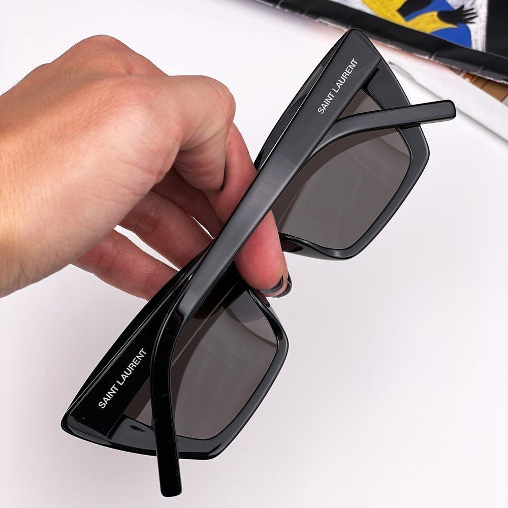 Saint Laurent SL276 MICA 001 Sunglasses Black Grey Cat Eye Women - Picture 3 of 9